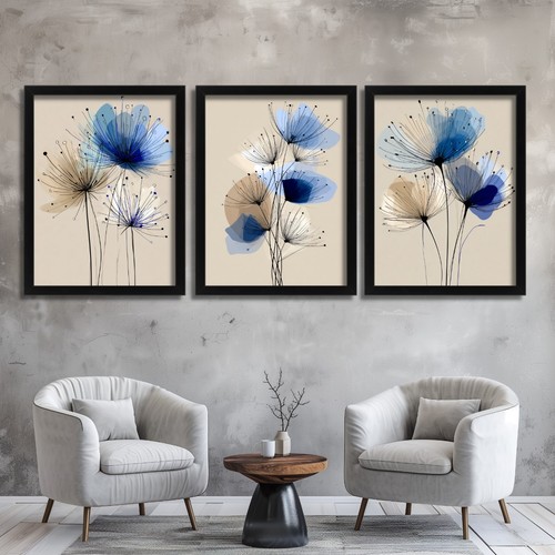 Arte parete floreale blu - arte, da