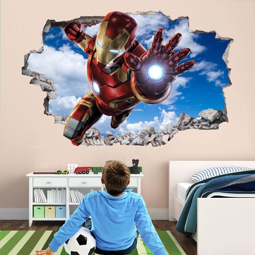 Adesivo murale supereroe iron - murale,