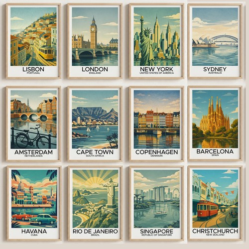 Disegni poster vintage - -,