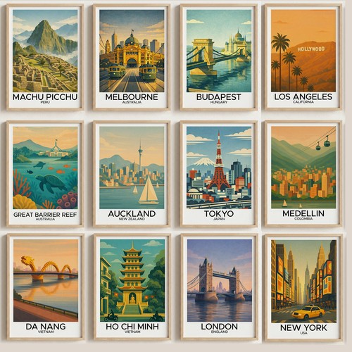 Disegni poster vintage - -,