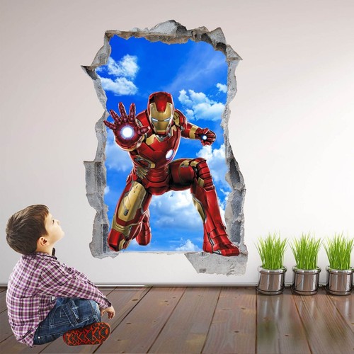 Adesivo murale supereroe iron - adesivo,