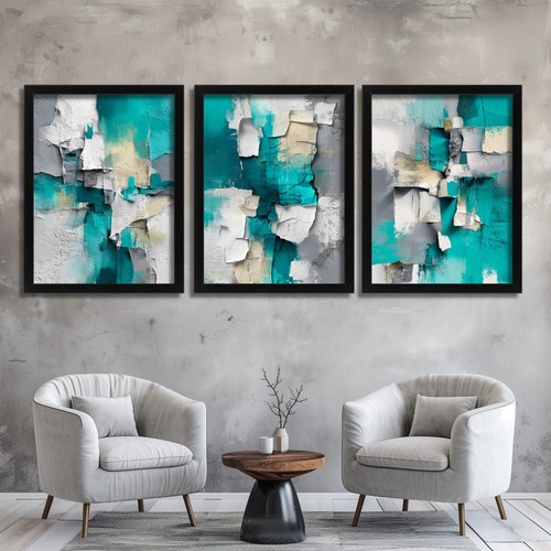 Arte parete astratta - arte, teal